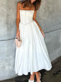 Ins New Women's Sexy Bodysuit Slings Mid-Length Skirt Fashion High-End White Dress Summer Pure Lust 68HZ