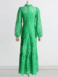 Spring 2025 New Tea Break French Dress Standing Collar Hollow Design Feel Waist Thin Fashion Temperament Dress 68HZ