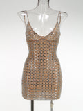 High-End Women's Sexy Ass Low-Chested Sling Dress Heavy Industry Hot-Drilled Banquet Dress Dress Women 68HZ