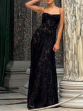 Women's New Sexy Dress Black Perspective Sling Skirt Sexy Bareback Dress Dress Evening Dress 68HZ