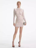Explosion Selling New Temperament Fashion Mesh Hot Diamond Long-Sleeved Ass Tossed Slimming Dress Woman 68HZ