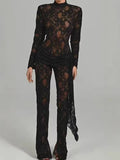 Pantyhose Burst New Hot Babes Sexy Lace Hollow Horn Sleeves To Repair Jumpsuit Jumpsuit Woman 68HZ