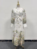French Idyllic Dress 2025 Spring New Straight Lantern Sleeve Print Straps Slimmed Dress Woman 68HZ