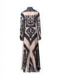 2025 Early Spring New Round Neck Lantern Sleeve Retro Black Print Waist 100 Folded Dress Dress Dress French 68HZ
