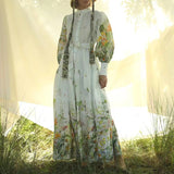 French Idyllic Dress 2025 Spring New Straight Lantern Sleeve Print Straps Slimmed Dress Woman 68HZ