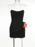 Women's New Sexy Out-To-Shoulder-To-Shoulder-Wear Skirts With Flowers Decorating Temperament Dress Dress 68HZ