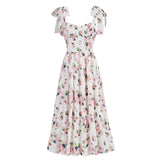 New Fashion Sexy Print Sling Skirt Crumm Flower Back Strap Women's High-End Swing Dress 68HZ