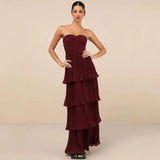 2024 Fashion Sexy Temperament Women's Pure Color Sleeveless Breasts To Take The Folding Lotus Leaf Side Dress Girl 68HZ