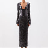 New Sexy Tear Sleeve Dress Fashion U-Neck Women's Dress Under The Fork Dress Long 68HZ
