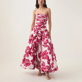 Printed Corset Dress 2025 Summer New Waist Thin Fashion Sexy Open Sleeveless Long Dress 68HZ