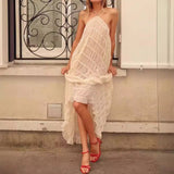 Minimal Niche Irregular Splicing Skirt Retro Thin Sling Skirt 68HZ