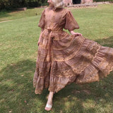 Temperament Literary Style Embroidery Design Solid Color Dress 2025 New Lantern Sleeve Strap To Collect Waist Long Dress Dress Woman 68HZ