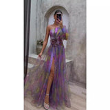Summer New Women's Sexy Slant Shoulder Shoulder Long Sleeve Broken Flower Dress Dress High-End Big Swing Flowers 68HZ