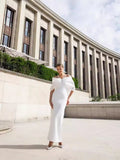 High-End Women's Clothing Collared Shoulder-Stirling High-End Heavy Industry Banquet Black Dress 68HZ