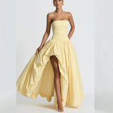 2025 Summer New Women's Breast Open Fork With Solid Color Temperament Fashion Dress Dress Dress 68HZ