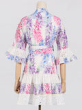 French Bohemian Resort 2025 Spring New V-Neck Horn Sleeve Embroidery Printed Dressed Dress Woman 68HZ