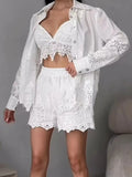 High-End Lazy Suit Women's 2025 Spring New Fashion Light Luxury Embroidery Sleek Sleeve Shirt Two Sets Of Women's Clothing 68HZ