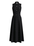 Elegance Elegant Wind 2025 Spring New Nail Beads Diamond Ring Collar Sleeveless Waist Slim Slimmed A-Word Dress 68HZ
