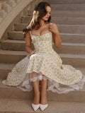 Hot Sale Of New Sexy Slings Print Dress Mid-Length Dress High-End Temperament Thin Tie Dress Dress Dress Dress 68HZ