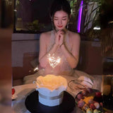 Evening Dress Gentle High-End Light Luxury Niche Dress French Heavy Industry Nail Bead Banquet Adult Birthday Dress 68HZ