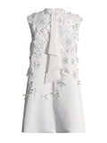 Famous Style Temperament Loose Short Dress 2025 New Design Nail Bead Three-Dimensional Flowers Sleeveless Dress Woman 68HZ