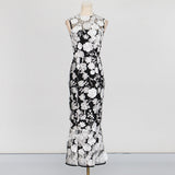 Temperament Flower Collage Design Long Dress Women's Summer 2025 New Three-Dimensional Flowers Waist Display Thin Waist Dress 68HZ