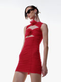 Women's New Sexy Hollow Sleeveless Dress Flower Decoration Folding Ass Dress Dress Dress 68HZ