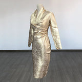 Sexy Deep V-Neck Fashion Trendy Long Sleeve Banded Dress With High-End Banquet Evening Dress 68HZ