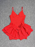 Bandage Dress Slings Deep V Lotus Side Short Bag Hip Model Walking Show Auto Show Party Dress Dress Dress 68HZ
