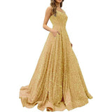 2025 Prom Dress Long A-Shaped With Pocket Formal Evening Dress Side Open Flash Party Dress 68HZ