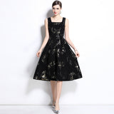 Summer Senior Sense Of The Temperament Sleeveless Long Dress Light Mature Sister Wind Reduction Age Thin Black Broken Flower Dress Woman 68HZ