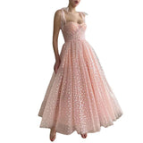 Pink Evening Dress 2025 New Summer Fine Shoulder Belt Mid-Long Ball Dress Birthday Long Wedding Party Dress 68HZ