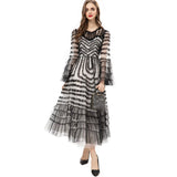 Cascading Lotus Leaf Side Round Horn Long Sleeve Apricot Dress Long Dress Autumn And Winter Women's Dress New 2025 68HZ
