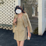 Cinque Small Fragrant Fashion Temperament French Long-Sleeved Coat Vest Dress Dress Half Dress Small Fragrant Suit Woman 68HZ