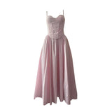 Sexy Suspension Dress 2025 New Corset Thin Breastless Sleeveless Temperament In The Color Of The Long Dress Woman 68HZ