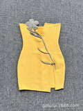New Light Luxury Heavy Industry Deep V Brush With Bra Banding Dress Sexy Fork And Shoulderless Skirt 68HZ