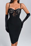 Hot Wish Femininity Sling Lace Ribbon Banded Dress 68HZ