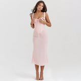 Dopamine Wears Hottie Sling Pink Dress Female Feeld Back To The Long Dress Dress Of The Fish Tail 68HZ