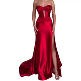High-End Temperament Elegant Wrapped Breasts One-Word Long Banquet Big Evening Dress Bridesmaid Dress Dress 68HZ