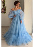 Spring 2024 New Women's Shoulder Mesh Yarn Long-Sleeved Wedding Dress Dress New 68HZ