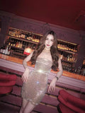 Female Babes Naked Flashing Water Drill Waist Sexy Boobs Dress High-Sensing Thin Ass Skirt 68HZ