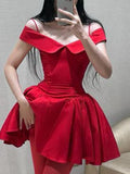Fashion Women's New One-Word Shoulder Babes Sling Small Black Dress Body-Exlen Sexy Dress French Dress 68HZ