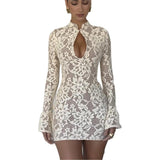Sexy Wind 2024 Summer Women's In French Knitted Hollow Sleeve Dress 68HZ