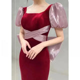 Evening Dress Dress Host Female Fishtail French High-End Light Luxury High-End Niche Vocal Music Exam Banquet Famous Fae 68HZ