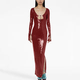 New Sexy Tear Sleeve Dress Fashion U-Neck Women's Dress Under The Fork Dress Long 68HZ