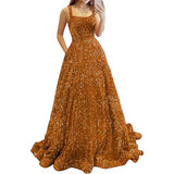 2025 Prom Dress Long A-Shaped With Pocket Formal Evening Dress Side Open Flash Party Dress 68HZ