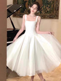 White Dress Summer Spring And Summer New French Style Neckless Sleeve Sling Vest Fairy Net Taupong Dress Party 68HZ
