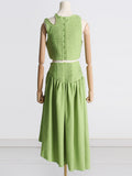 Fashion Two-Piece Set 2025 Summer New Sexy Wrapped Breast Shirt + Folded Waist Half-Dressed Woman 68HZ