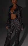Spring And Summer New Women's Clothing Hot Selling Solid Color Sequin Fashion Casual Set Shirt Underwear Straight Trousers 68HZ