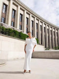 Slim Hanging Neck Thin White Dress Dress Watery Shoulder Elegant Temperament Banded Evening Dress Dress 68HZ